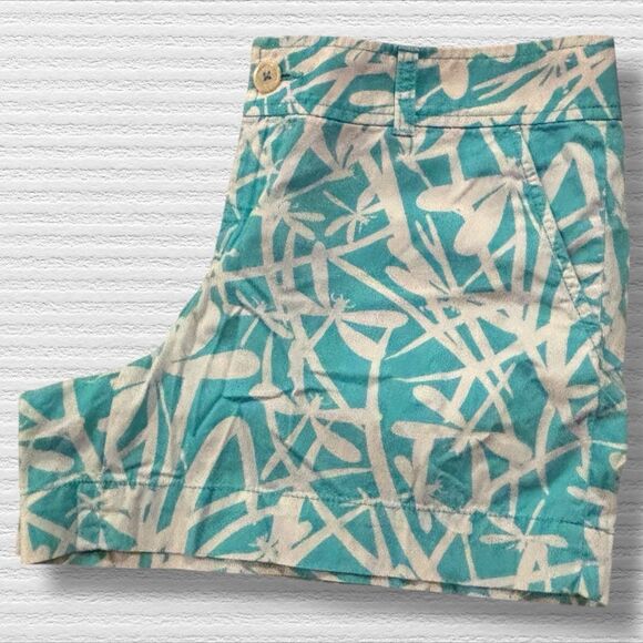 Lilly Pulitzer Womens Shorts Size 12 Flutter Blue Dragonfly Print Cotton Summer - Picture 1 of 7